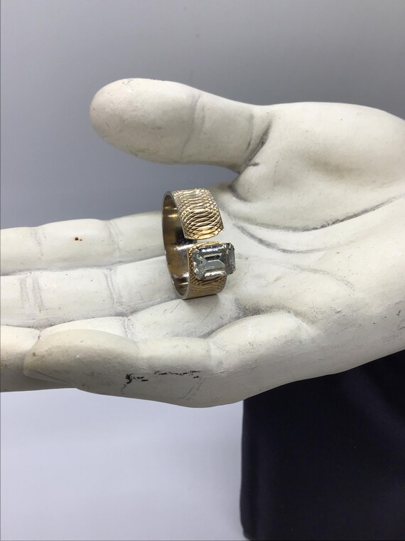 Emerald Cut Rhinestone Statement Ring - Diamond C… - image 5