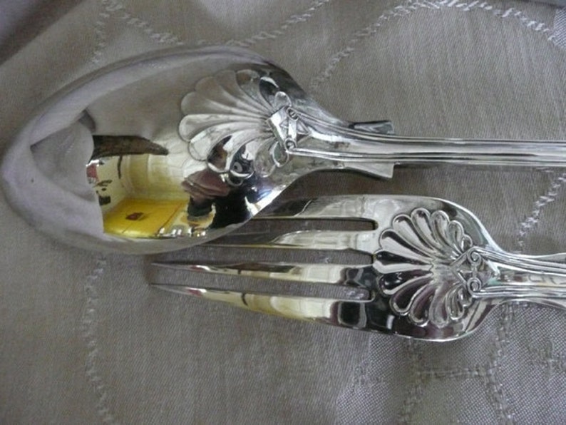 Silver Salad Serving Set // Fork Spoon by UK Legacy Plate // Etsy