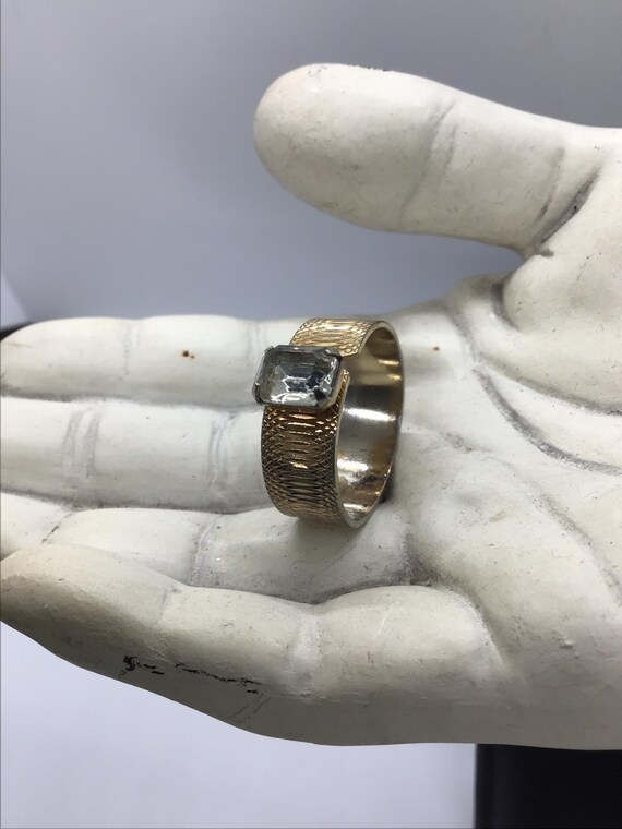 Emerald Cut Rhinestone Statement Ring - Diamond C… - image 2