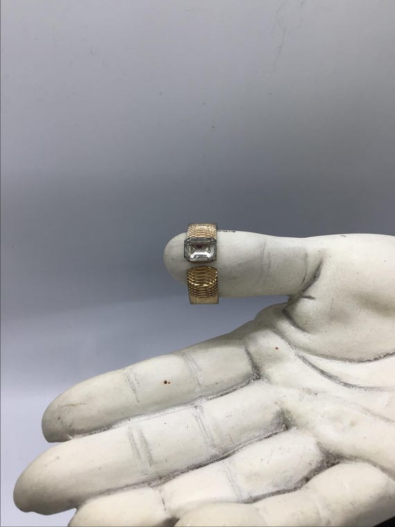 Emerald Cut Rhinestone Statement Ring - Diamond C… - image 3
