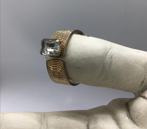 Emerald Cut Rhinestone Statement Ring - Diamond C… - image 1