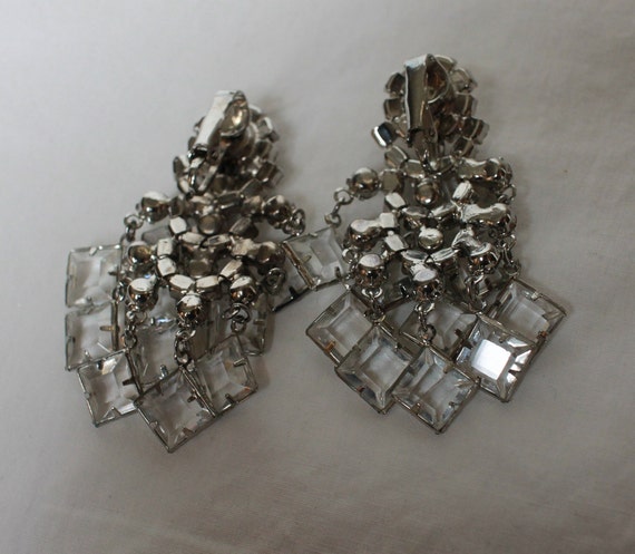 Vintage Massive 90's Sparkling Rhinestone Clip-on… - image 5