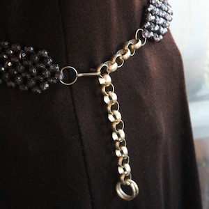 BELT; Purple Bead Woven Adjustable Dressy - 1990&#39;s Vintage