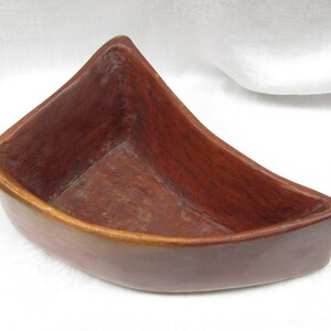 Unique Large Hand Carved Wood Bowl - Triangle Shape