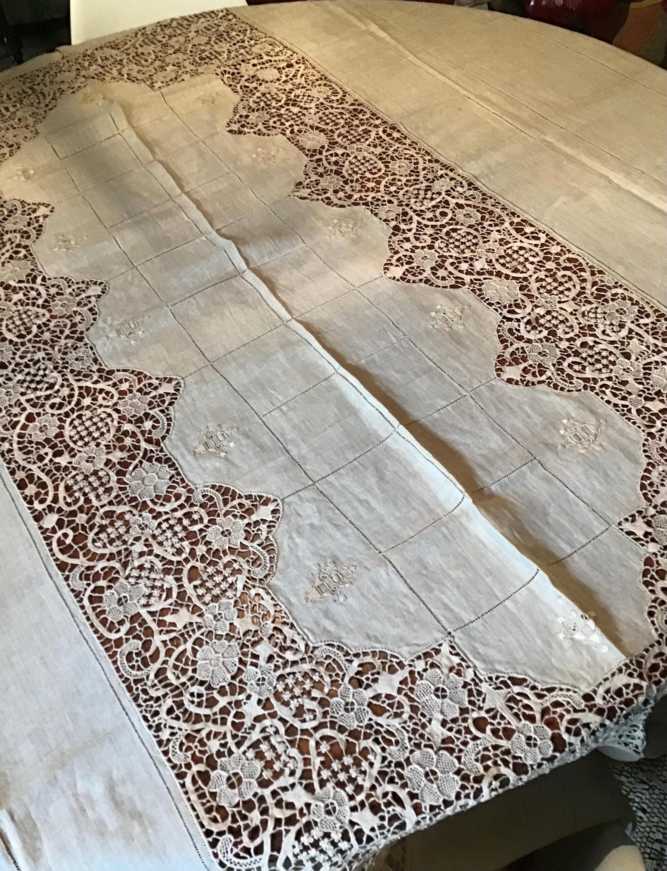 Italian Reticella Tablecloth Lace Line Hand-work, 68 X 99 Inches ...