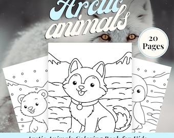 Libro da colorare sugli animali artici per bambini dai 3 ai 7 anni, PDF stampabile, pagine da colorare di animali polari per bambini