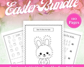Easter Activity Book for Kids Ages 4-8, Easter Coloring Book Printable PDF Bundle, Coloring, Mazes, Puzzles & Games