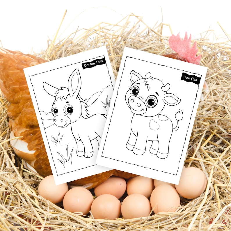 Baby Farm Animals Coloring Book for Kids Ages 3-7, Simple Preschool Coloring Pages, Cute & Simple Toddler Coloring Pages image 3