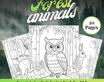 Libro da colorare sugli animali della foresta per bambini dai 4 ai 10 anni, PDF stampabile, pagine da colorare di animali del bosco per bambini
