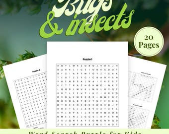 Cruciverba sugli insetti per bambini dai 5 ai 10 anni, libro da colorare sugli insetti in formato PDF stampabile, attività di puzzle naturalistico, 20 pagine, download immediato.