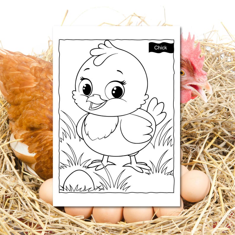 Baby Farm Animals Coloring Book for Kids Ages 3-7, Simple Preschool Coloring Pages, Cute & Simple Toddler Coloring Pages image 2