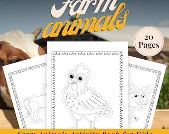 Farm Animals Scissor Skills Activity Book for Kids Ages 3-5, Printable PDF, Cutting Practice for Preschool, Kids Activity