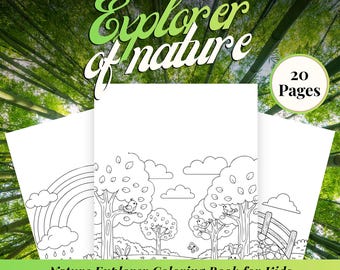 Libro da colorare "Esplora la natura" per bambini dai 3 ai 7 anni, libro da colorare stampabile, pagine da colorare di animali e natura da scaricare immediatamente.