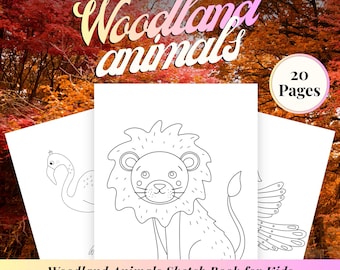 Libro da colorare di animali del bosco per bambini dai 3 ai 7 anni, PDF stampabile, simpatiche pagine da colorare di animali della foresta