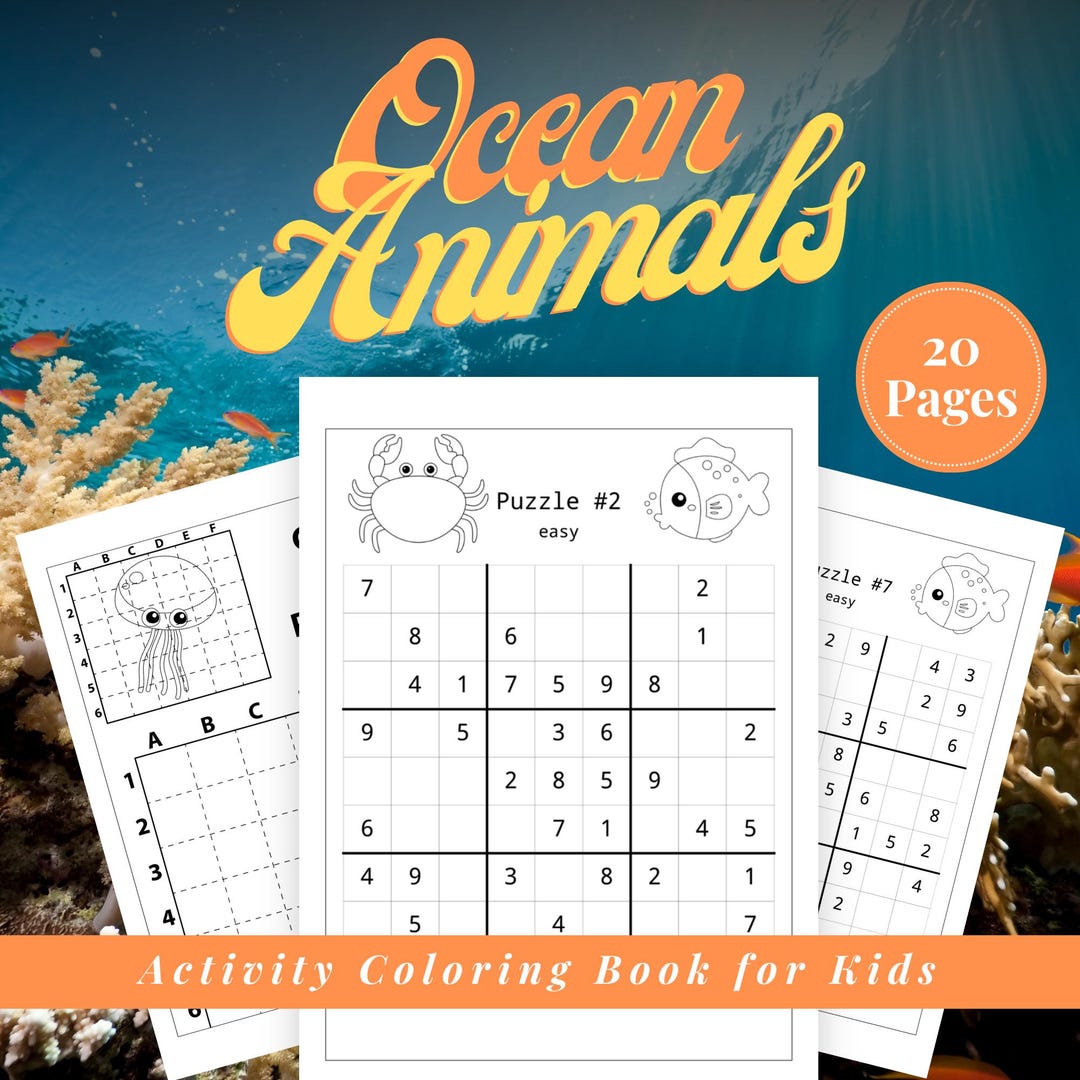 Ocean Animals Activity Book for Kids Ages 4-7, Sea Animal Coloring Book ...