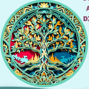 Tree of Life Multilayer Laser cut, 3D Layered SVG, Cricut wall decor, Shadow Box