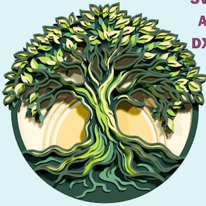 Tree of Life Multilayer Laser cut, 3D Layered SVG, Cricut wall decor, Shadow Box