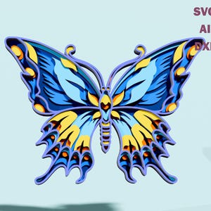 Butterfly Multilayer Laser cut, 3D Layered SVG, Cricut wall decor, Shadow Box, DXF Template