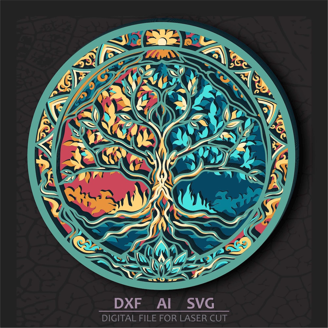 Tree of Life Multilayer Laser Cut, 3D Layered SVG, Cricut Wall Decor ...