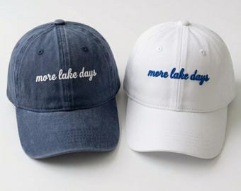 Gorro bordado "More Lake Days", gorra "Lake Life", gorro de verano moderno para barco, gorro bonito para mujer para un día en el lago, regalo personalizado para un viaje al lago.