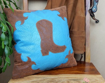 Western Pillow Cover, Leather Pillow Cover, Cowboy Boot Pillow Cover, Western Home Decor, Western Cushion Cover