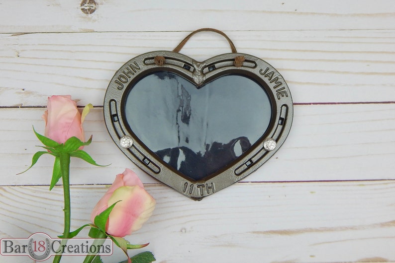 Hanging Horseshoe Heart Picture Frame Personalized 6th Or 11th Image 0