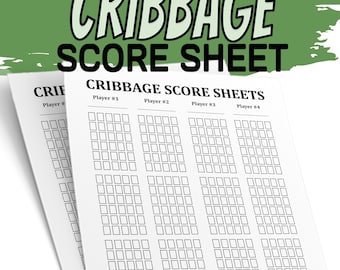 Sjabloon Cribbage-scoreblad, afdrukbare cribbage-scorekaart, scoreblad Cribbage-spel