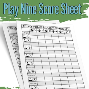 Play Nine Score Sheet Template, Printable Play 9 Score Sheet, Golf Card Game Score Pad, Printable Play Nine Score Card, Golf Card Game
