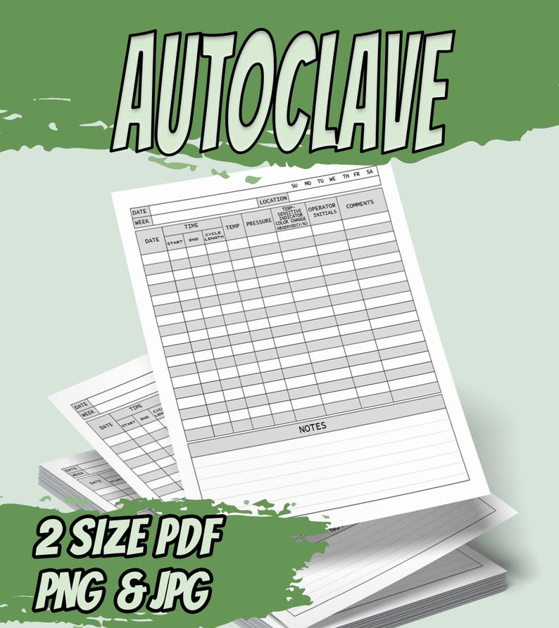 Autoclave Log Book Printable PDF , Sterilization Record Sheet ...