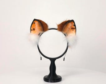 Orelhas de Leopardo Realistas em Pele Sintética | Tiara para Fursuit | Acessórios para Convenções | Acessórios para Streamers VTuber