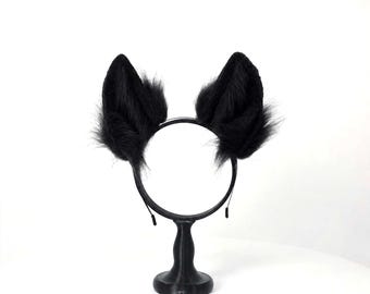 Dog ears headband, Black puppy ears, Realistic ears, Kemonomimi Animal Ears, Therian Gear, Pet Play Gear, Party Photo Prop