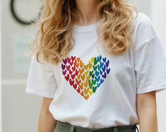 Pride LGBTQI Rainbow Heart Unisex Adult T-Shirt - Multiple colors