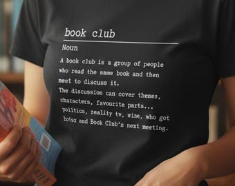 Zwart T-shirt met grappige definitie boekenclub - literair cadeau