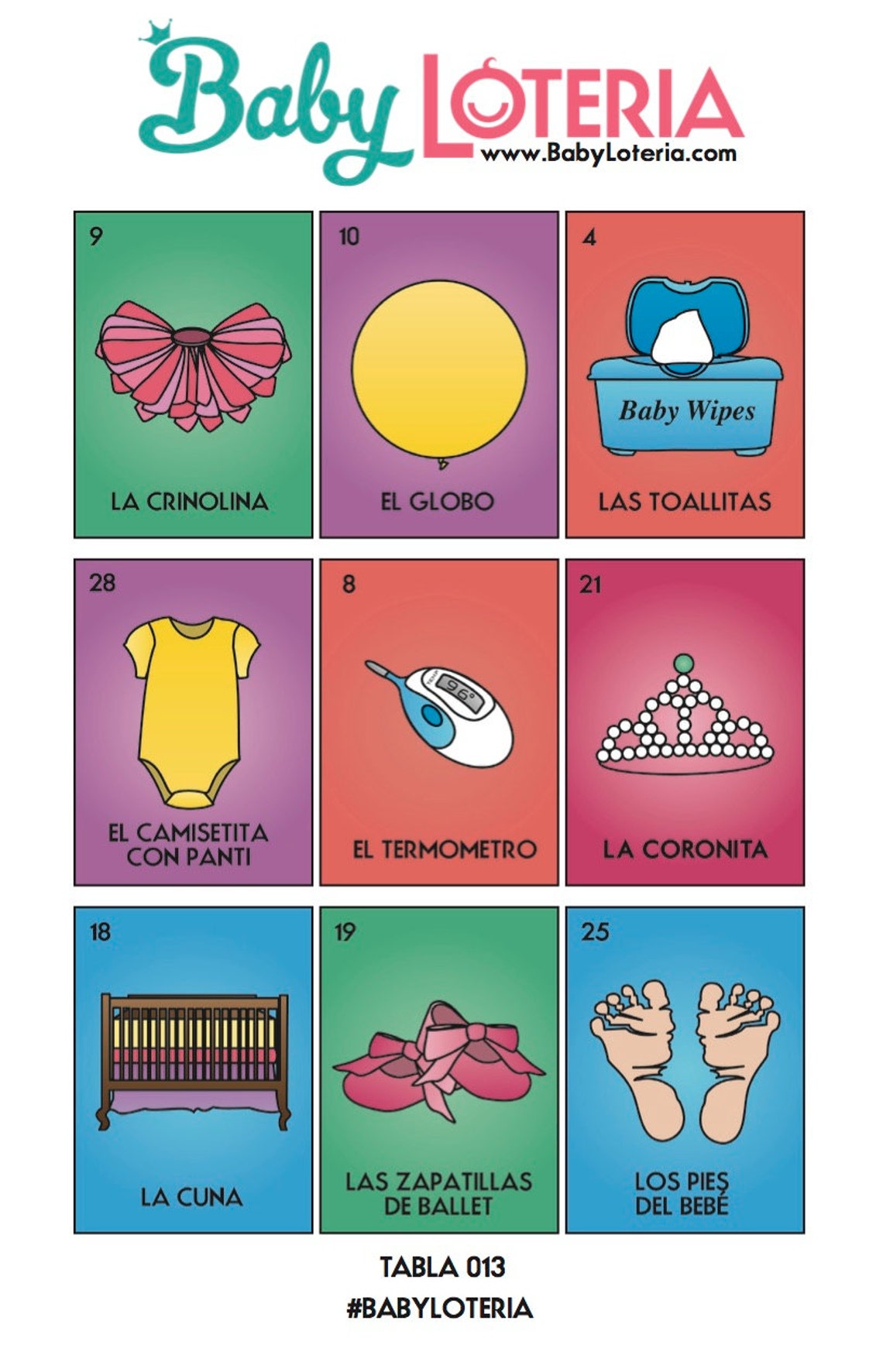 Baby Loteria - Spanish Kid Friendly (30 Calling Cards + 25 Tablas) - Etsy