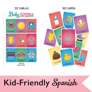 Baby Loteria - Spanish Kid Friendly (30 Calling Cards + 25 Tablas)