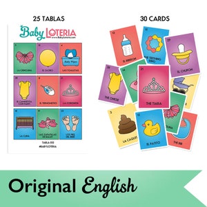 Baby Loteria - Englisches Original (30 Visitenkarten + 25 Tablas)