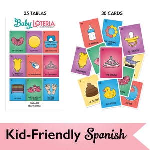 Baby Loteria - Spanish Kid-Friendly (30 Calling Cards + 50 Tablas)