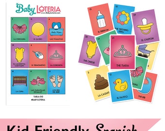 Baby Loteria - Espagnol adapté aux enfants (30 cartes de visite + 50 tablas)
