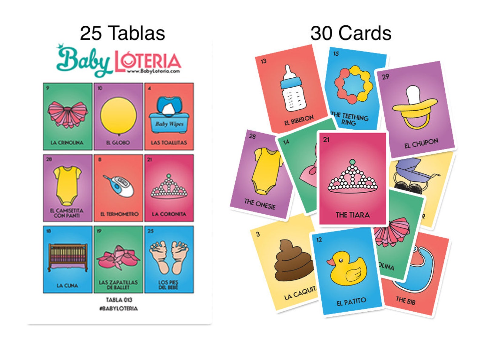 Baby Loteria - English Kid-friendly (30 Calling Cards + 50 Tablas) - Etsy