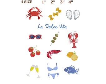 14 Italian Summer Icons Embroidery Design, The Market La Dolce Embroidery Design, Summer Embroidery Design, Embroidery Machines File