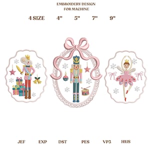 Nutcracker Ballet Embroidery Design, Coquette Christmas Embroidery, Three Frame Festival Embroidery Design, Nutcracker Embroidery File