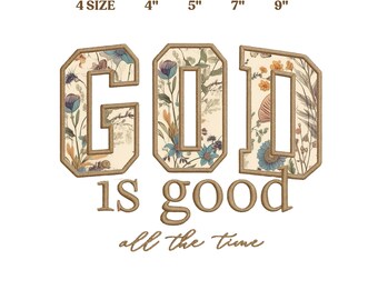 God is Good Embroidery Design: Christian Bible Verse (Digital File)