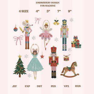 Christmas Nutcracker Embroidery Designs Bundle, Nutcracker Ballet Items Winter Christmas Machine Embroidery, Christmas Embroidery Files