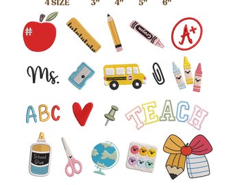 20+ leraar pictogrammen borduurontwerpen bundel, schoolbundel borduurontwerpen, terug naar school borduren, borduurbestand beste leraar ooit