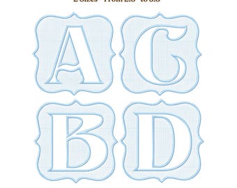 Embossed Square Royal Monogram Embroidery Font A–Z Symbols for Towels, 3 Sizes 2.8" 3.8" 4.8", 4x4 Hoop, Knockdown Machine Embroidery File
