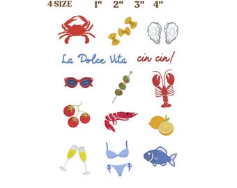 14 Italian Summer Icons Embroidery Design, The Market La Dolce Embroidery Design, Summer Embroidery Design, Embroidery Machines File