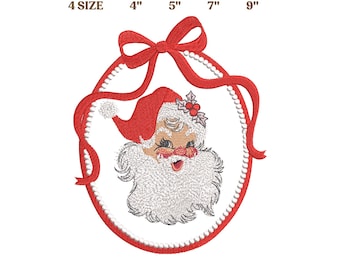 Retro Santa Claus Embroidery Design: Coquette Christmas (Digital File)