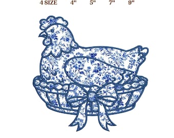 Vintage Henne im Nest Applikation Stickdatei, Vintage Grandma Geese Stickdatei, Thrifted Geese, CottageCore, Thrifted Decor