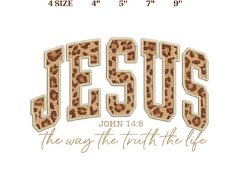 Cheetah Jesus Embroidery Design: Christian Bible Verse (Digital File)