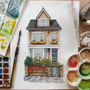 Custom Hand-Painted House Painting,Custom Watercolor Home,Housewarming Gift, First Home Sign,&quot;First Home&quot; Keepsakes, New Home Gift To Friend